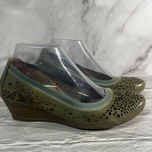 Pikolinos Trento Wedge Leather Laser Cut Slip On Shoes